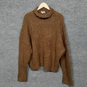 J Crew Women XL Relaxed Rollneck Sweater Boucle Wool Alpaca Pullover Cozy Brown